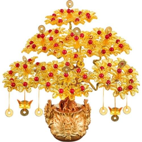 DIY Fortune Tree Material Handmade Beads Bonsai Tree Accessory Lucky Tree Home Decor Miniature Golden