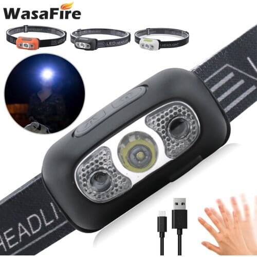 Mini Rechargeable LED Headlamp Body Motion Sensor Head Light 4 Modes Camping Hunting Flashlight Head Light Torch