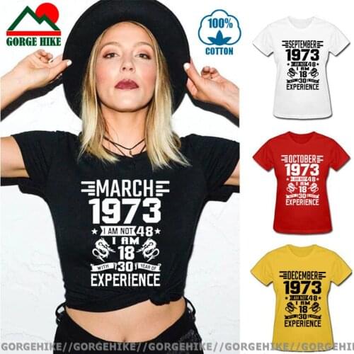Born in March 1973 T-shirt Jan Feb April May June July Aug September Oct Nov Dec birthday T shirts women 1973 BIRTH YEARS Tshirt