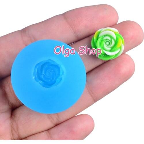 HYL398 11.9mm x 13.7mm Mini Rose Flower Silicone Mold Fondant Cake Decoration Nail Resin Clay Art Candy Chocolate Earrings DIY