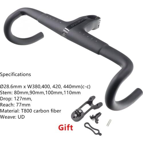 KOCEVLO NEW Full black carbon Road Bicycle T800 UD Integrated handlebar with stem carbon Road handlebar for 28.6mm