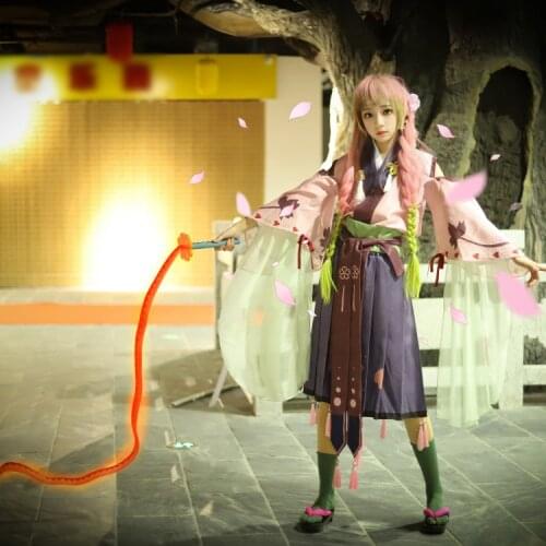 Anime Demon Slayer Kanroji Mitsuri Cosplay Costume Woman Dress Outfits Kisatsutai Japanese Style Kimono Halloween Party Suits