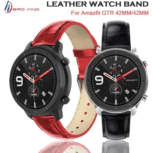 22MM 20MM Leather Watchband Wrist Band for Honor Magic/For Huawei Watch GT Bracelet Strap for Huami Amazfit GTR 47MM 42MM Correa