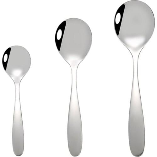 2 Pcs 304 Stainless Steel Round Soup Spoon Porridge Spoons for Household Restaurant Hotel Kitchen Accessories