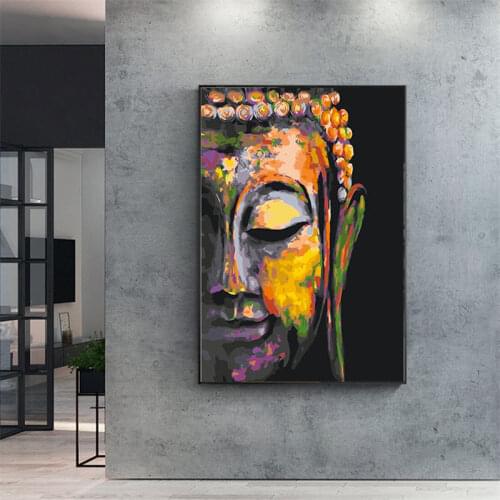 Wall Art Pictures Canvas Painting Vivid Buddha Face on Canvas Home Decor Wall Posters Decoration for Living Room Prints Unframed
