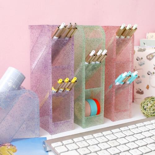 Desktop Pen Holder Pencil Makeup Storage Box Desktop Organizer School Office Stationery Pen Display