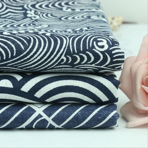 Multiple bronzed dark blue stamping printing Japanese kimonos restoring ancient Patchwork Cotton Fabric sewing(1 meter)