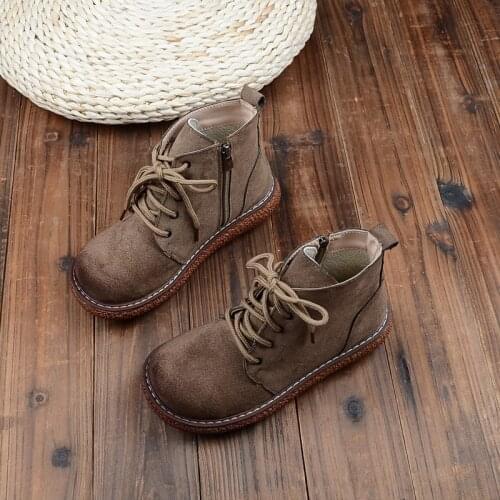 Japanese Harajuku Style Thick-Soled Big Head Doll Shoes Mori Retro Short Boots Handmade Comfort Ankle Boots Casual Martin Boots