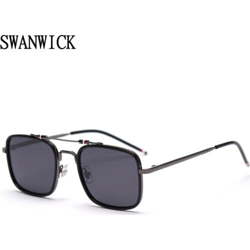 Swanwick metal square sunglasses men polarized women eyewear blue brown European style for driving high quality outdoor fashion
