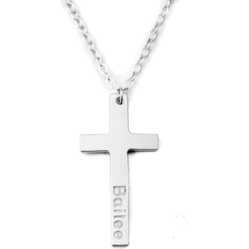 Personalized Cross Necklace Custom Engraved Religious Necklace Nameplate Necklace Gift for Her Bridesmaid Gift Faith Gift