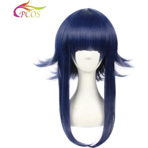 Hyuga Hinata Anime Naruto Cosplay Wig Straight Blue Synthetic Hair for Child Free Wig Cap