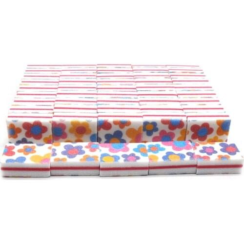 200 Pcs High Quality Mini Nail File Block Flower Square Sponge Nail Files Professional Nail Buffering Files Salon Manicure Tools