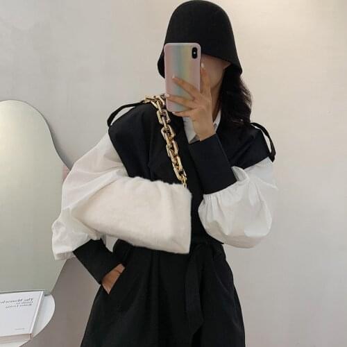 Pleated Dumpling Shoulder Messenger Bags Women Cloud Shoulder Underarm Bag Plush Soft Lady Travel Chain Handbags Totes