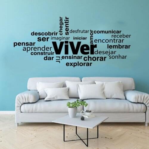 Portuguese Live Think Explore Quote Wall Sticker Office Classroom Viver Chorar Pensar Motivational Quote Wall Decal Kids Room