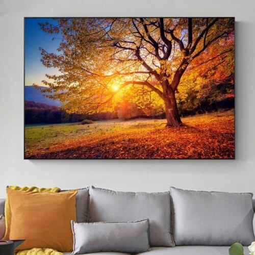 Natural Sunset Scenery Landscape Art Canvas Posters and Prints Art Trees Canvas Paintings on The Wall Art Pictures Home Decor