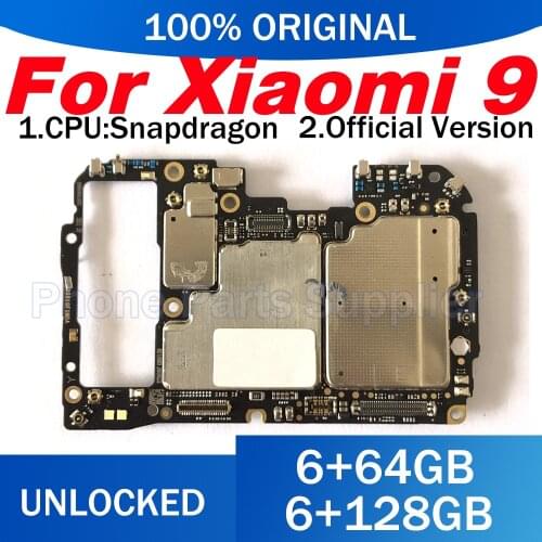 Unlocked Main Mobile Board Mainboard For Xiaomi 9 Motherboard With Chips Circuits Flex Cable Full chips Good Work