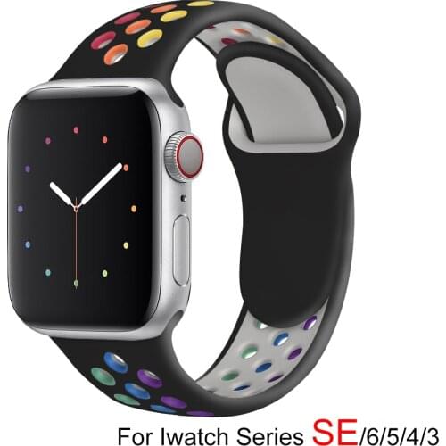 Strap for Apple watch Band 44mm 40mm 42mm 38mm Pride Edition Sport Silicon breathable bracelet belt iwatch series SE 6 5 4 3