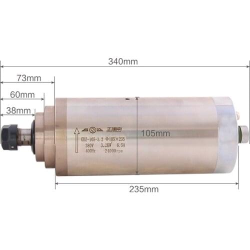 Engraving machine water-cooled motor spindle 3.2KW-ER20 220/380V 6.5A 400HZ speed 0-24000rpm chuck ER20 motor diameter 105mm