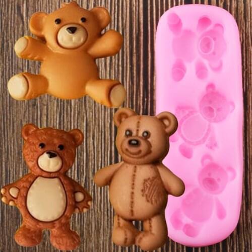 Cute Baby Bears Silicone Molds Polymer Clay Candy Chocolate Gumpaste Mold DIY Party Cupcake Topper Fondant Cake Decorating Tools