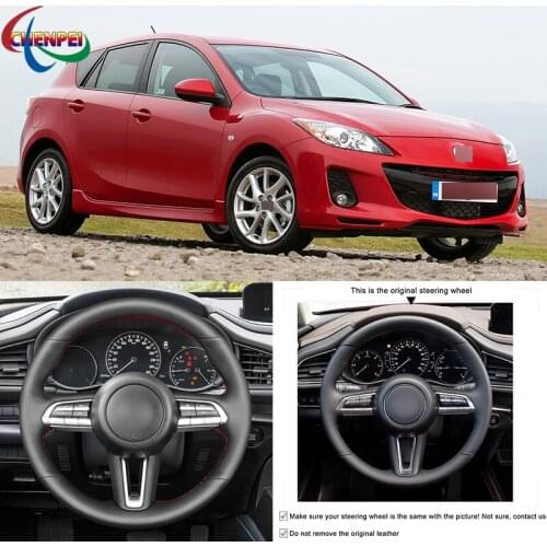 DIY Hand-stitched Customization Black Leather Steering Wheel Cover For Mazda CX-30 Mazda 3 2019-2020 Car Interior Decoration