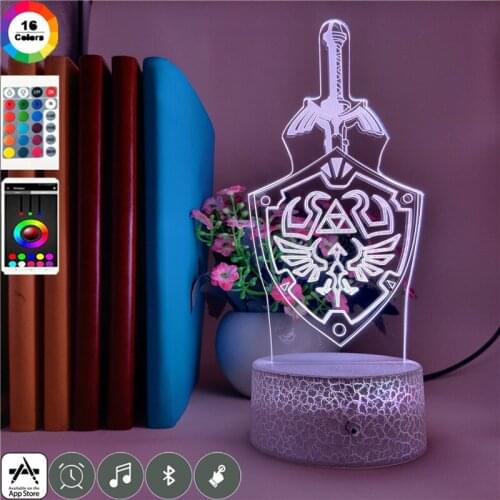 Shield Night Light LED USB Powered Nightlight 3D Anime Fans Gift Nightlight APP Control Hotel Gaming Room Atmosphere Decoration