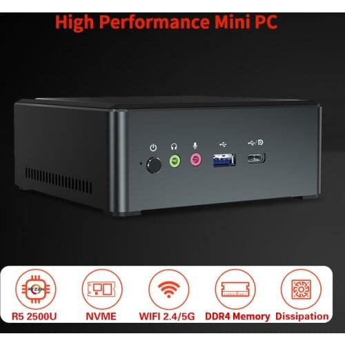 T-bao MN25 Mini PC 4GB+128GB Desktop Computer Metal Mini Host AMD R5-2500U Dual-band Mini PC for Home Office US EU Plug Mini PC