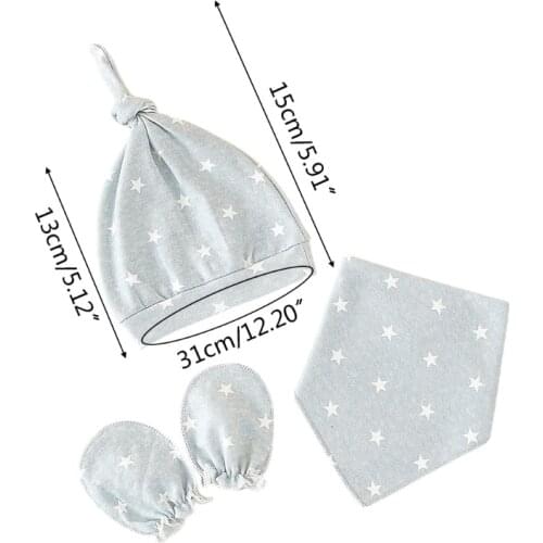 T5EC Baby Gloves Hat Bib Set Soft Mittens Beanie Nightcap Burp Cloth Saliva Towel