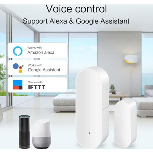 Tuya WiFi Smart Door Window Sensor WiFi Door Open/Closed Detectors Security Alarm Compatible with Alexa Google Home App Smart
