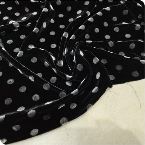 High-grade Dots Pattern Ткань Cloth Real Mulberry Silk Velvet Dress Fabric