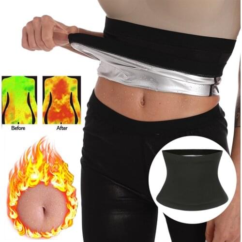 Women Silver Coating Thermo Shirt Sweat Sauna Slimming Belt Body Shapers Waist Trainer Slimming Vest Fitness Shapewear Belt