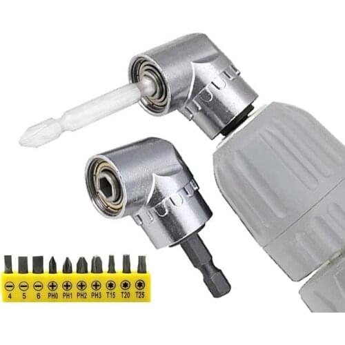 1/4 Hex Socket Right Angle Drill Adapter Attachment Extension Tool 105 Degree Angle Driver Drilling Shank Screwdriver Magnetic