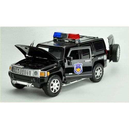 1:24 Scale Alloy Metal Diecast For Hummer H3 ForPolice Car Model Collection Class Model Toys Vehicle With Sound&Light