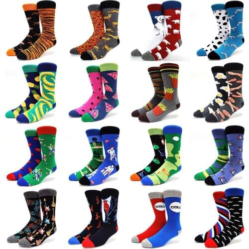2021 High Quality Combed Cotton AB Socks Food Pattern Long Tube Funny Happy Men Socks Novelty Skateboard Crew Casual Crazy Socks