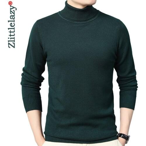 2021 Brand Casual Winter Thick Turtleneck Sweater Men Pullover Clothing Fashion Clothes Knit Solid Mens Sweaters Pullovers 1303