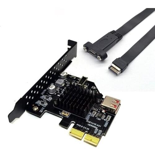 PCI-E 2X to USB 3.1 Type E Front Panel Socket Adapter Card Express for Motherboard