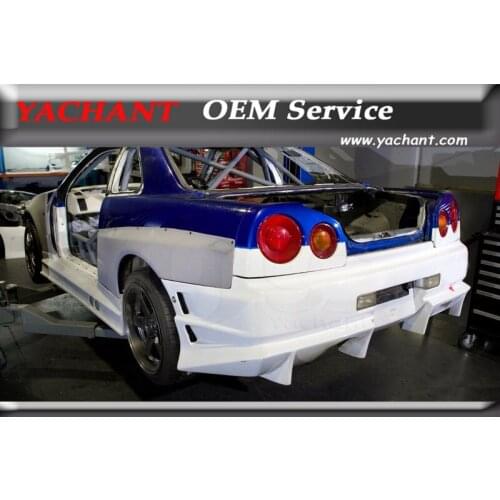 Ca-Styling Carbon Fiber Rear Fender Bodykits Fit For 99-02 Skyline R34 GTT GTR-Conversion Rear Over Fender Flares with Fuel Cap