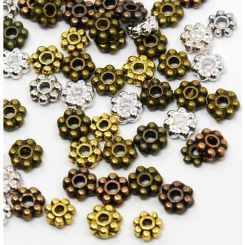 1000pcs 4mm Tibetan Style Beads Spacers DIY Jewelry Making Necklaces Bracelets Handicrafts Supplies Flower Mixed Color Wholesale