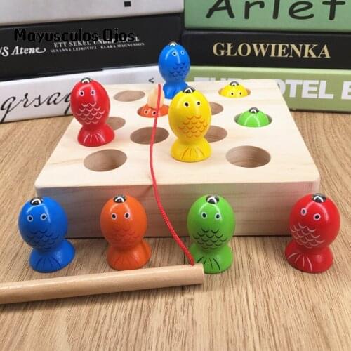 1PC Wooden Fishing Game Large Pine Wood Children 2-4 Years Old Fish Game Parenting Toys Caterpillar