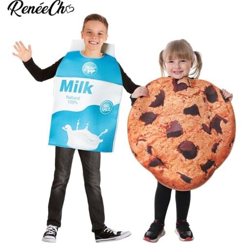 Reneecho Child Cookies Milk Costume Cute Halloween Costume For Kids Birthday Party Cosplay