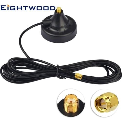 Eightwood Circular Antenna Magnetic Base Diameter 5cm with 3m Cable RP-SMA Male to SMA Male Connecter for Wifi Wlan Router