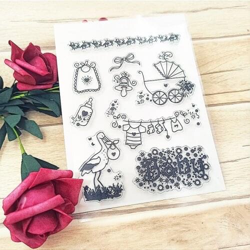 Hot selling Baby carriage transparent clear stamp / silicone seal roller stamp DIY scrapbook album / card production