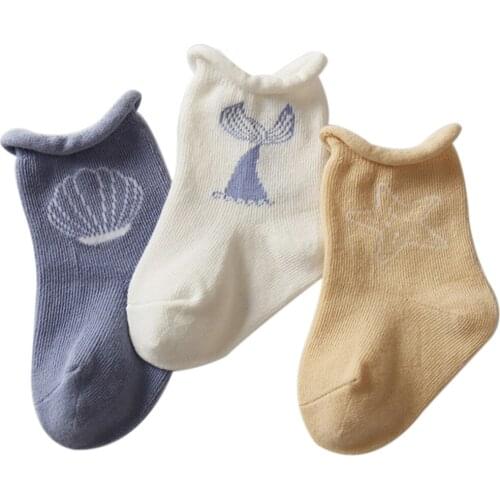 3Pcs Cotton Baby Girls Boys Elastic Socks Children Kids Print Autumn Spring Baby Girl Boy Accessories 6M-7Y