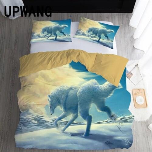 UPWANG 3D Bedding Set Wolf Animal Printed Duvet/Quilt Cover Set Bedcloth with Pillowcase Bed Set Home Textiles #L16