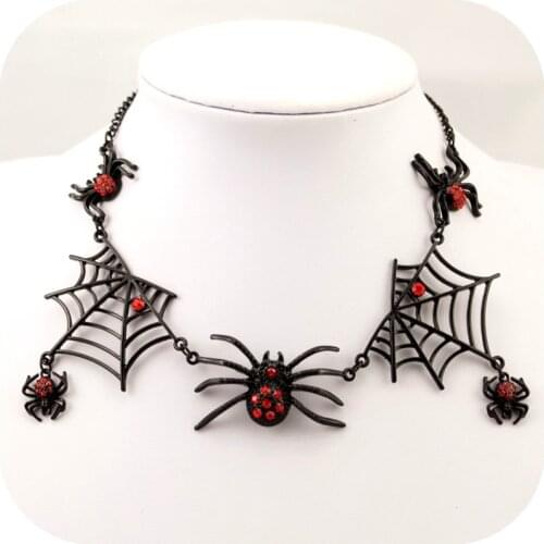 Nightmare Before Christmas Halloween Spider Web Necklace Women Chain Jewelry Collares De Moda 2021 Black Choker Long Necklace