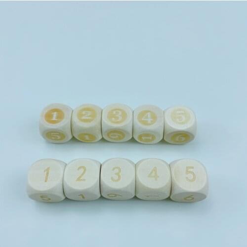 10pcs D6 6 Sided 20mm Laser Engraving Wood Dice For Party Family Printing Engraving Printing Engraving Kid Toys Wood Cube Dices