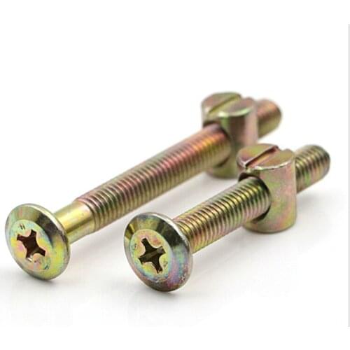 M8 Furniture Hardware Childrens Bed Accessories Screws Cross Hole Nut Slanted Head Screw with Hammer Head 8mm