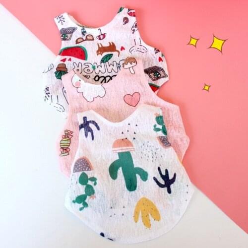 10pcs Fashion Dog Breathable Clothes for Small Dogs Spring Dog Vest Shirt Clothes Pet Cat Puppy cartoon Comfortable Dog Shirt