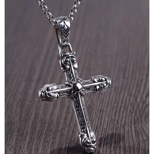 Solid 925 Sterling Silver thai cross Mens Pendant A5575