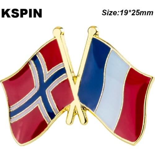 Norway France Friendship Flag Badge Flag Brooch National Flag Lapel Pin International Travel Pins