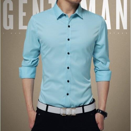 New 2016 Spring Autumn Cotton+silk Dress Shirts High Quality Mens Casual Shirt,Casual Men Plus SizeM-4XL Slim Fit Social Shirts